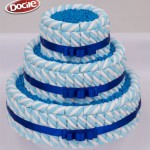 Bolo de MaxMallows Twist azul e branco